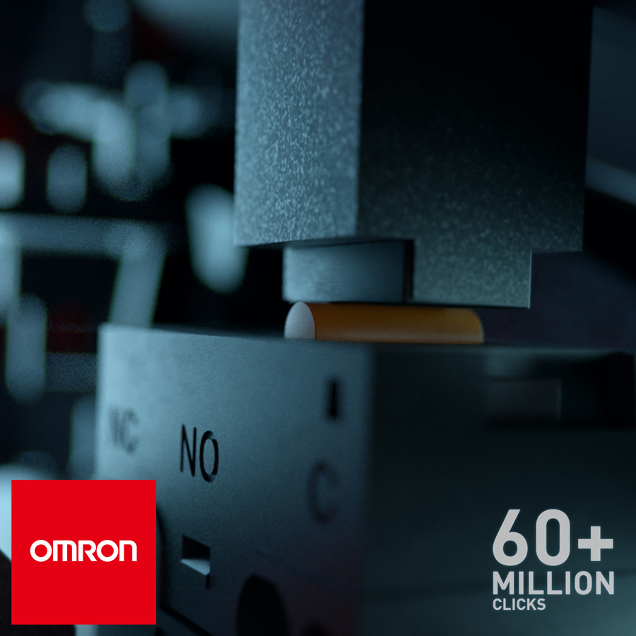 OMRON switche is on display.